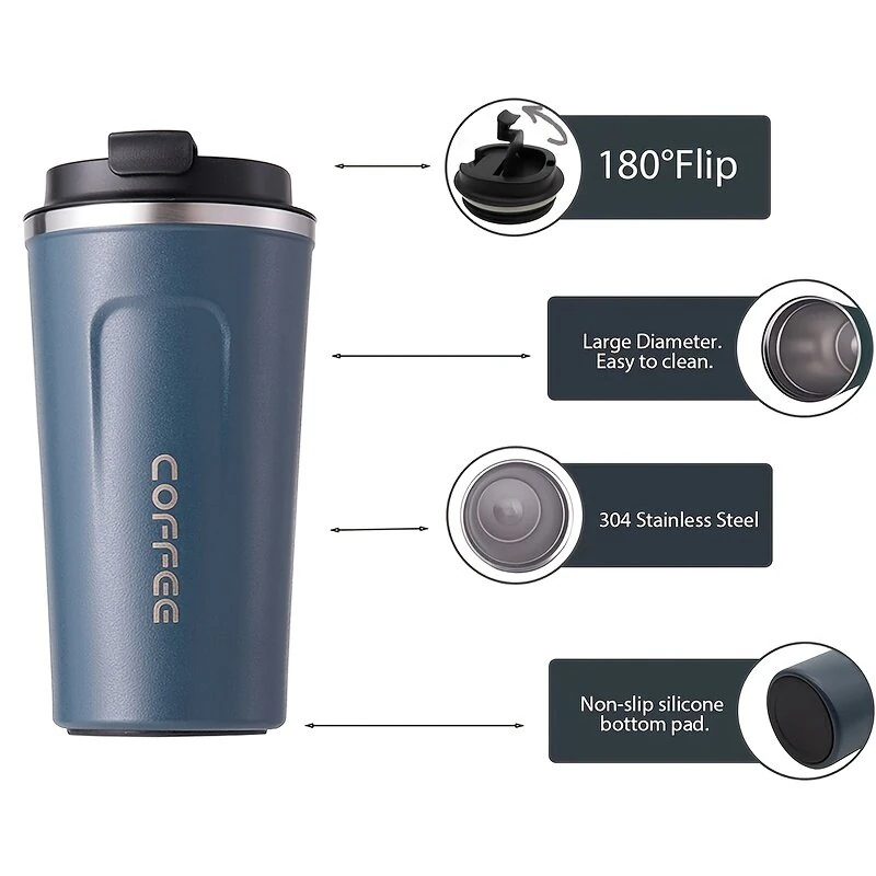 (image for) 380ml Stainless Steel Thermos Flask Vacuum Insulated Water Bottle Thermos Flask for Insulated Reusable Tumbler Cup for Coffee, Tea, and Soda
