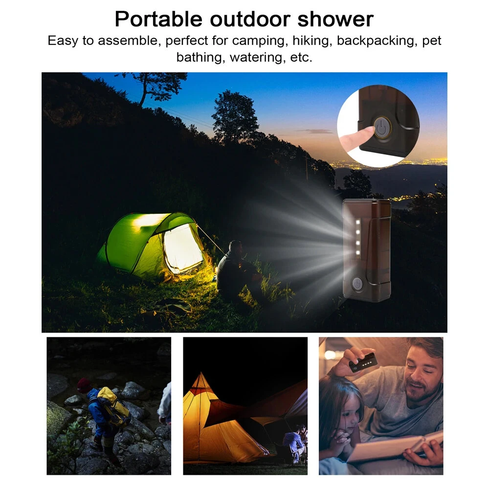 (image for) IPRee 3.5-4.5L/min Outdoor Camping Shower Portable Electric Shower Pump IPX7 with LED Light for Camping Backpacking Beach Pet Watering