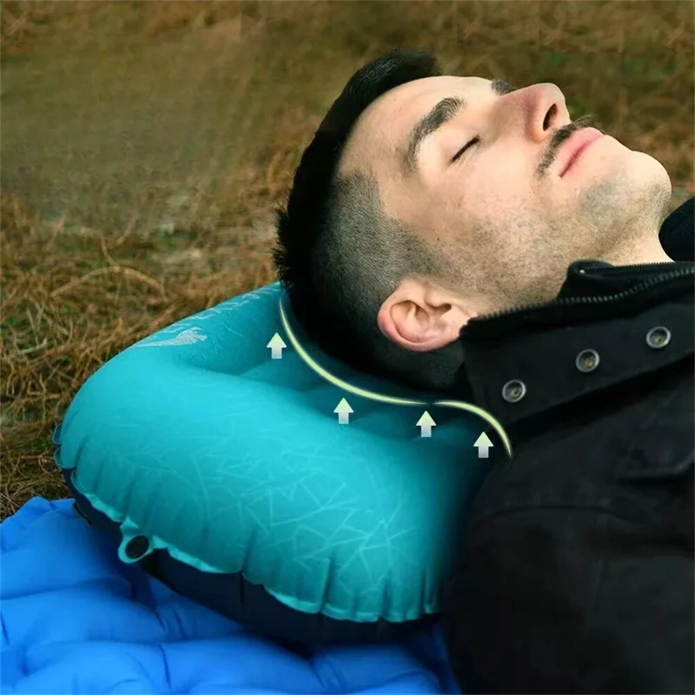 (image for) IPRee Ultralight Portable Inflatable Camping Travel Pillow Compact Ergonomic Inflating Pillows for Neck Lumbar Support Camp Hiking Equipment