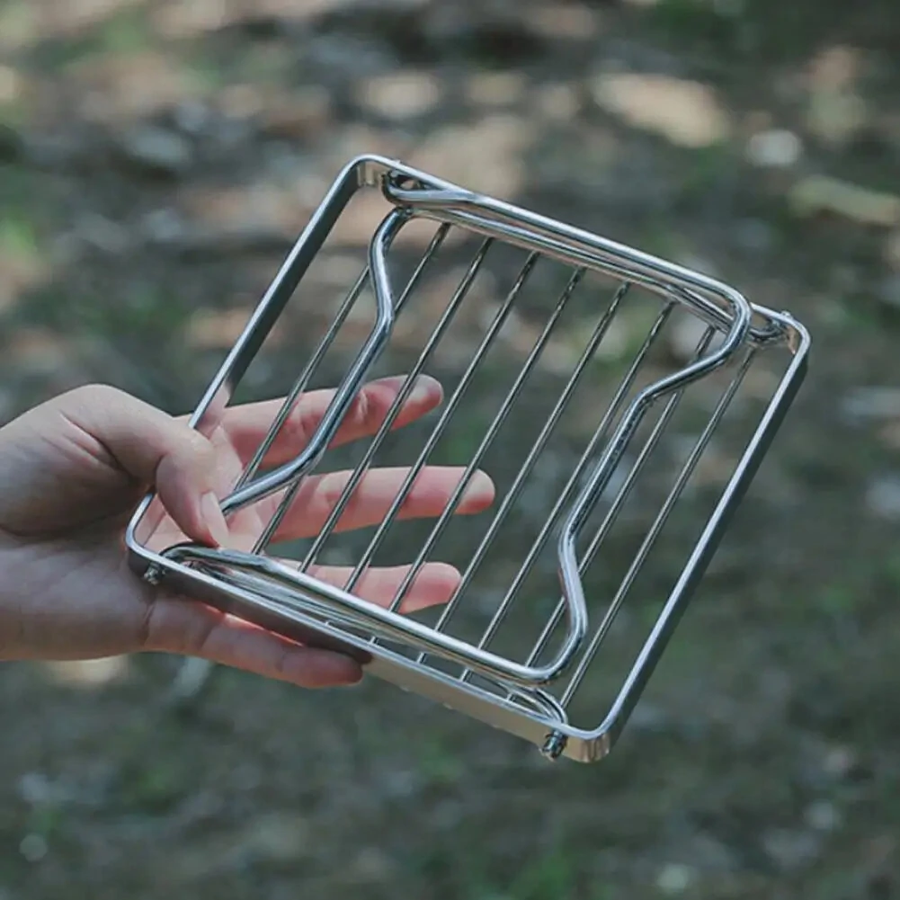 (image for) Outdoor Portable Foldable Stove Stand Rack Camping Pot Bracket Holder Gas Stoves Burner Bracket Travel BBQ Barbecue Accessories