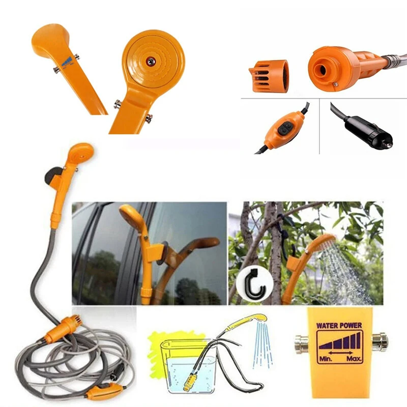 (image for) Portable Camping Shower Hiking Travel DC12V Car Charger Outdoor Bath Shower of Plant Watering Car Cleaning Pet Bath Pump