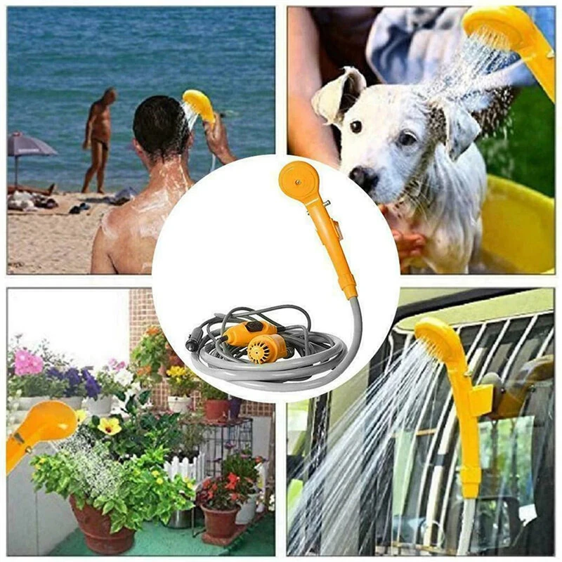 (image for) Portable Camping Shower Hiking Travel DC12V Car Charger Outdoor Bath Shower of Plant Watering Car Cleaning Pet Bath Pump